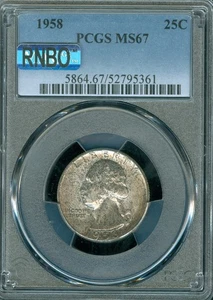 1958 WASHINGTON QUARTER PCGS MS67 PQ MAC RNBO RAINBOW GORGEOUS * - Picture 1 of 2