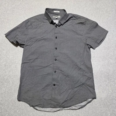 Camisa de vestir Express ajustada para hombre grande gris manga corta 16-16 1/2 Foto 1 de 4