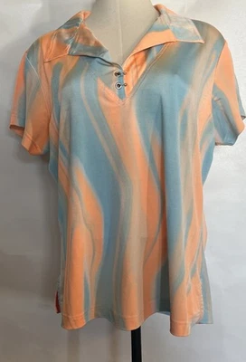 Jamie Sadock Top Womens M Medium Blue Quarter Latches  Short Sleeve Retro Golf - Image 1 of 4