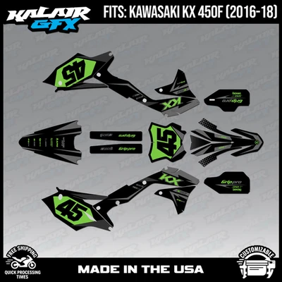 Kit de gráficos para Kawasaki KX450F (2016-2018) KX 450F Division Series-Green Shift Foto 1 de 4