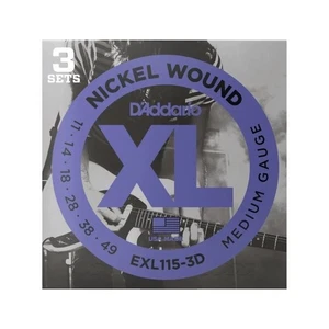 3 Sets EXL115 D'Addario XL Electric Guitar Strings 11-49 Medium EXL115-3D - Picture 1 of 7