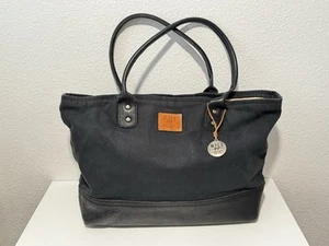 Will Leather Goods Canvas Leather Tote Bag Laptop Shoulder Bag Inner Bottom FLAW - Picture 1 of 23