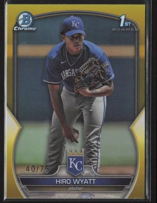 2023 Bowman Draft #BDC-80 Hiro Wyatt Chrome Yellow Refractor #/75 Royals - Image 1 of 2