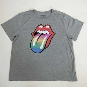 T-shirt donna Lucky Brand Rolling Stones lingua arcobaleno fidanzato XL grigia usata in ottime condizioni - Foto 1 di 9