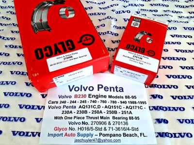 Volvo Penta B230 Main & Rod Bearing Set, OEM AQ131C,D, AQ151C,AQ171C - 240, 740 - Image 1 of 4