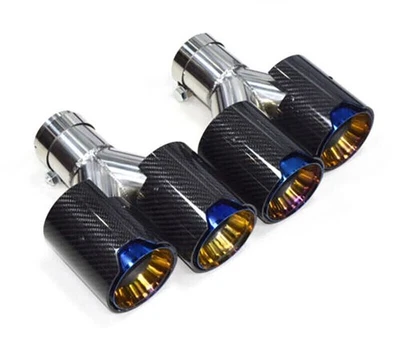 2.5'' Customized SizeFor BMW Carbon Fiber Dual Car Exhaust Tips Pipe 63mm-101MM - Image 1 of 4