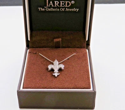 Roberto Coin Tiny Treasures 18K White Gold Fleur de Lis Diamond Pendant Necklace - Image 1 of 4