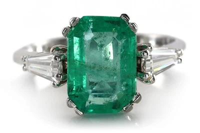 Ring Smaragd ca 1,5 ct + 4 Diamanten insg ca 0,24 ct  750 Weißgold [BRORS 19090] - Bild 1 von 4