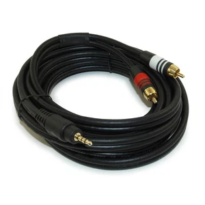 10ft 3.5mm Premium Mini-Stereo TRS Male to 2 RCA Male Audio/Speaker Cable - Picture 1 of 3