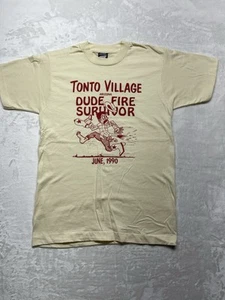 Camiseta De Colección Años 90 Tonto Village Arizona Crema y Rojo Punto Único Talla Mediana - Imagen 1 de 6