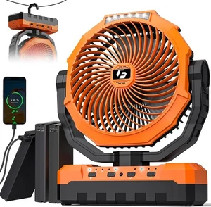 36000mAh Camping Fan - Detachable Rechargeable Battery 36000mAh, Orange - Picture 1 of 9
