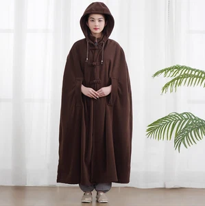 Invierno Mujeres Hombres Meditación Budista Chaqueta Capa Con Capucha Abrigo Franela Espesa - Imagen 1 de 23