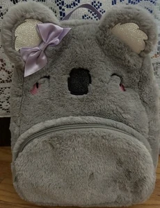 SMALL GRAY KOALA BEAR BACKPACK PURPLE BOW PLUSH SO SOFT SUPER CUTE!! NWT - Picture 1 of 14