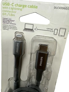 Philips Braided USB-C Charge Cable , 6ft For iPhone / iPad NEW - Picture 1 of 5