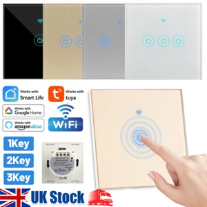 1/2/3Gang Tuya WiFi Smart Wall Touch Light Switch Glass Panel for Alexa Google - Picture 1 of 15