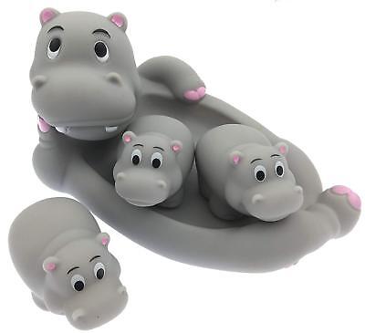 Floating Bath Tub Toy Playmaker Toys Rubber Hippo Family Bathtub Pals Set Of 4 • 11.63$