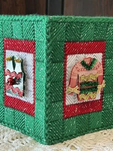 WEIHNACHTEN HÄSSLICHER PULLOVER WETTBEWERB / NEU HANDGEFERTIGT KUNSTSTOFF LEINWAND TASCHENTUCH BOX ABDECKUNG - Bild 1 von 7