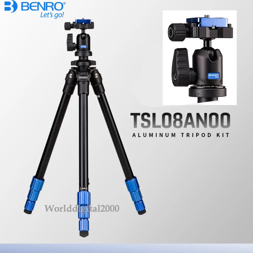Benro TSL08AN00 Slim Aluminum-Alloy Travel Trippod with Ball Head  Color:Blue - Image 1 of 1