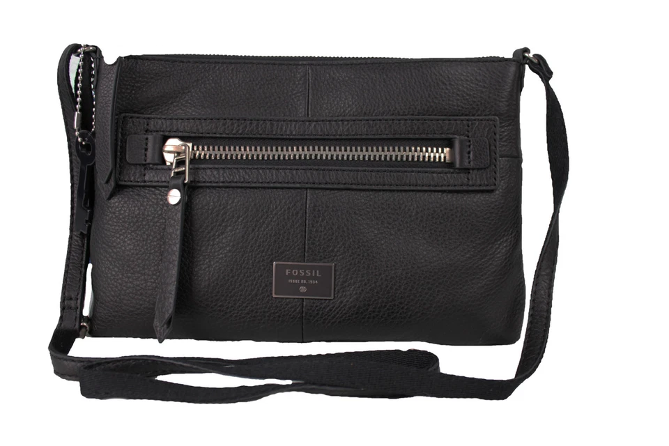 Fossil Umhängetasche Schultertasche Tasche aus Leder schwarz