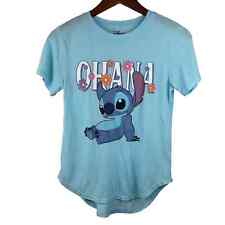 Disney Stitch Ohana Blue Women Junior Medium 7/9 Shirt 