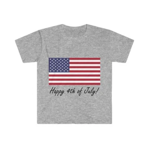 American Flag 4th of July Independence Day USA Unisex Softstyle T-Shirt - Picture 1 of 11