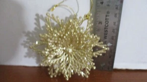 3-D Gold Glitter SNOWFLAKE Christmas ORNAMENT - Picture 1 of 3