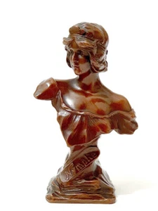 Busto de bronce Art Nouveau "Ninfa" niña mujer escultura figura estatuilla alrededor de 1900 - Imagen 1 de 5
