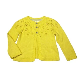 Baby Boden 6-12 mos Crochet Knit Cardigan Yellow Cotton Cashmere Sweater - Picture 1 of 9