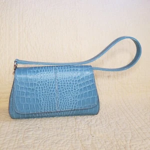 Liz Claiborne Baby Blue Faux Croc Small Tote - Picture 1 of 11