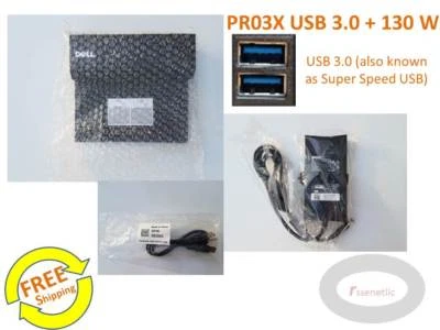NEW Dell Genuine E-Port PR03X USB 3.0+ PA-4E 130 W Adapter, DP/N 0RMYTR (no box) - Image 1 of 2
