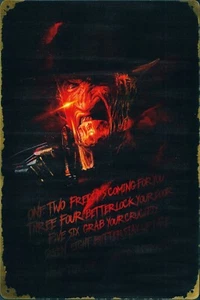 Nightmare on Elm Street -One Two Freddy's Coming For You - Horror Tin Metal Sign - Picture 1 of 1
