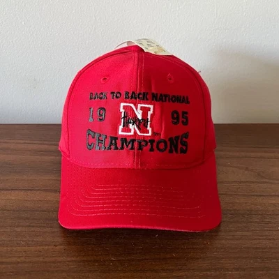 Vintage 90s Nebraska Cornhuskers Back to Back National Champions Hat NWT Logo 7 - Image 1 of 4