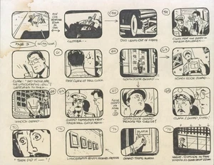 Alex Toth - SUPER FRIENDS storyboard anime art Clark Kent and BATMAN & ROBIN - Picture 1 of 1