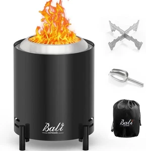 Bali Outdoors 6.5 inch Tabletop Smokeless Fire Pit Round Stainless Steel Black - Picture 1 of 9