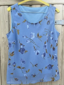 Ladies Summer Top sleeveless Pale blue 36" Chest small size Round Neck Polyester - Picture 1 of 8