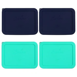 6 Cup Rectangle Silicone Storage Cover Lids Replacement for Pyrex 7211-PC Gla... - Picture 1 of 6