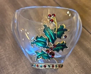 Bejeweled TELEFLORA Heavy Lead Crystal Holly Leaves And Berries CHRISTMAS VASE - Picture 1 of 5