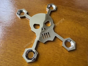 Custom Made!! SKULL Neck Plate With 4Pcs Screws For Your Guitar or Bass - Chrome - Picture 1 of 5