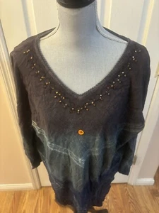 Greater Good Tunic Top Multicolor Tie dye Gauzy Long Sleeve Boho Hippie Sz 1X-2X - Picture 1 of 6