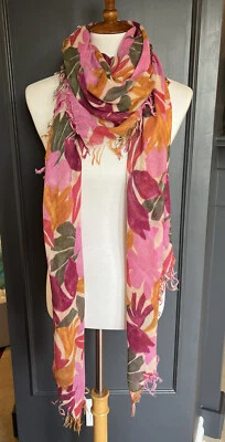Nueva Auténtica Bufanda Chan Luu Prado Malva Estampado Floral Cachemira Seda Foto 1 de 4