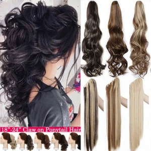 Natural Ponytail Jaw Claw Hair Extensions Hair Piece Jaw Clip In Pony Tail Ombre - Picture 1 of 29