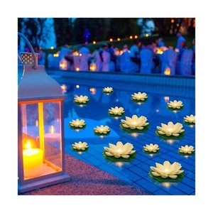 24 Pcs Floating Pool Lights Lotus Floating Lanterns Lifelike Artificial Float... - Picture 1 of 6