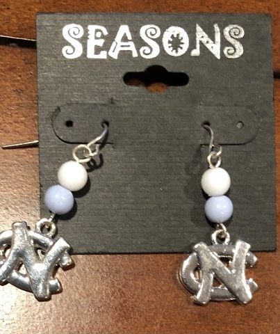 North Carolina Tar Heels Blue/White Silver Earrings Cover
