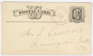 1c Government Postal Card, 1878 West Farmington ME. purple DCDS, UX5 Franklin Co - Picture 1 of 2