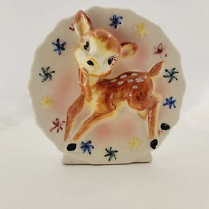 Rare Vintage Mid Century Kitsch Reindeer Wall Pocket Planter 5 Inches Tall 3D - Picture 1 of 8