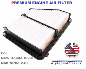 PREMIUM ENGINE AIR FILTER For 2016 - 2021 NEW HONDA CIVIC 2.0L 17220-5BA-A00 - Foto 1 di 1
