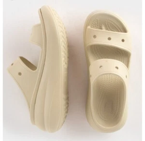 Womens Size 9 Crocs Classic Crush Platform Slip-on Sandals In Bone - Picture 1 of 5