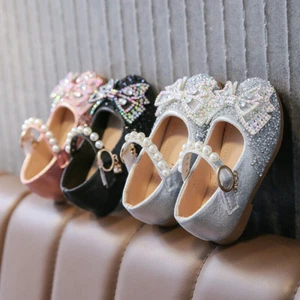 Cute Toddler Kids Princess Shoes Children Girls Dancing Shoes for Party Bowties - Picture 1 of 15