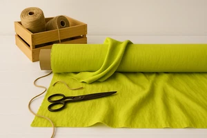 Bitter Lemon Linen Blend Fabric by the Yard – Perfect for Fashion & Home Décor - Picture 1 of 10