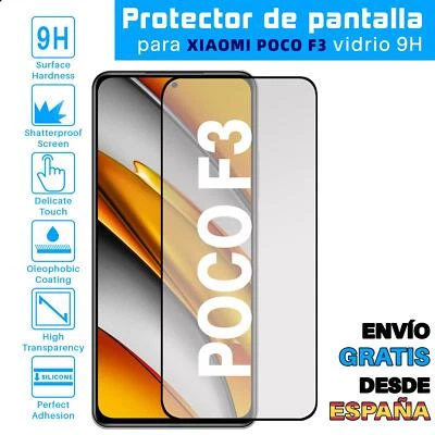 TODOTUMOVIL Protector de Pantalla para Xiaomi Poco F3 Negro cristal templado 3D Completo